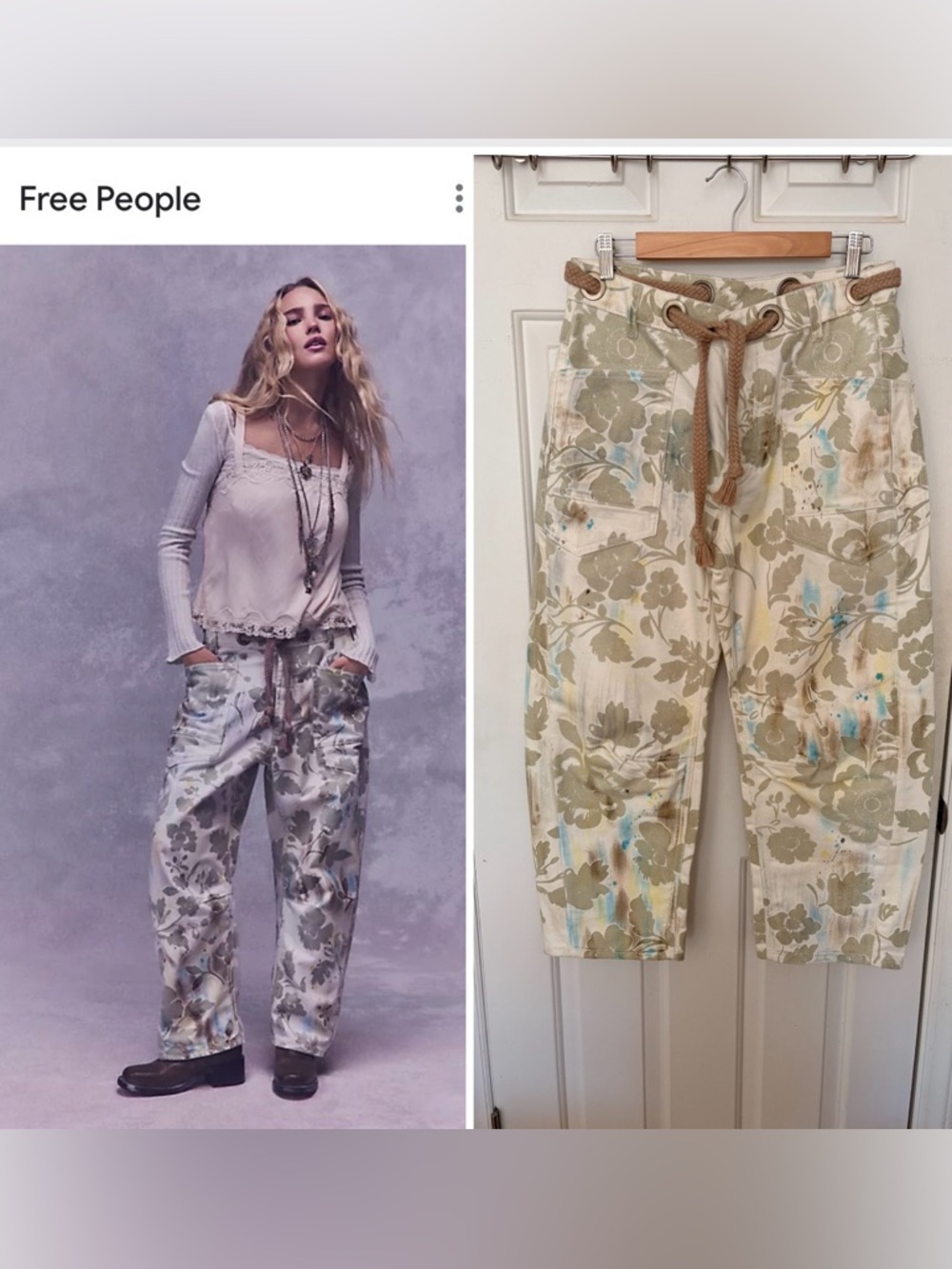 We The Free Moxie Printed Flocked Barrel Jeans - Floral 26